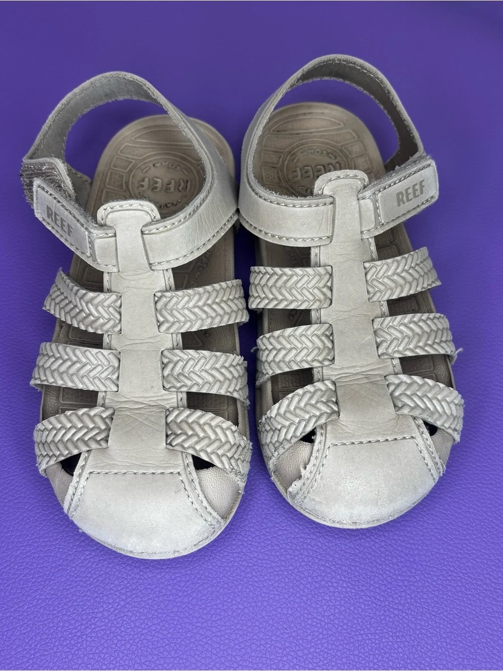 Reef Kids Braided Strappy Fisherman‎ Sandals - Beige Size 10